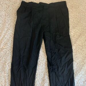 Jos. A Bank Business Express Mens Black Wool Pants Pleated 38 RG Rolled Hem